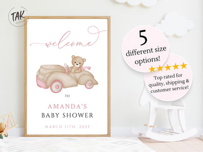 Baby Shower We Can Bearly Wait Girl Foam Welcome Sign