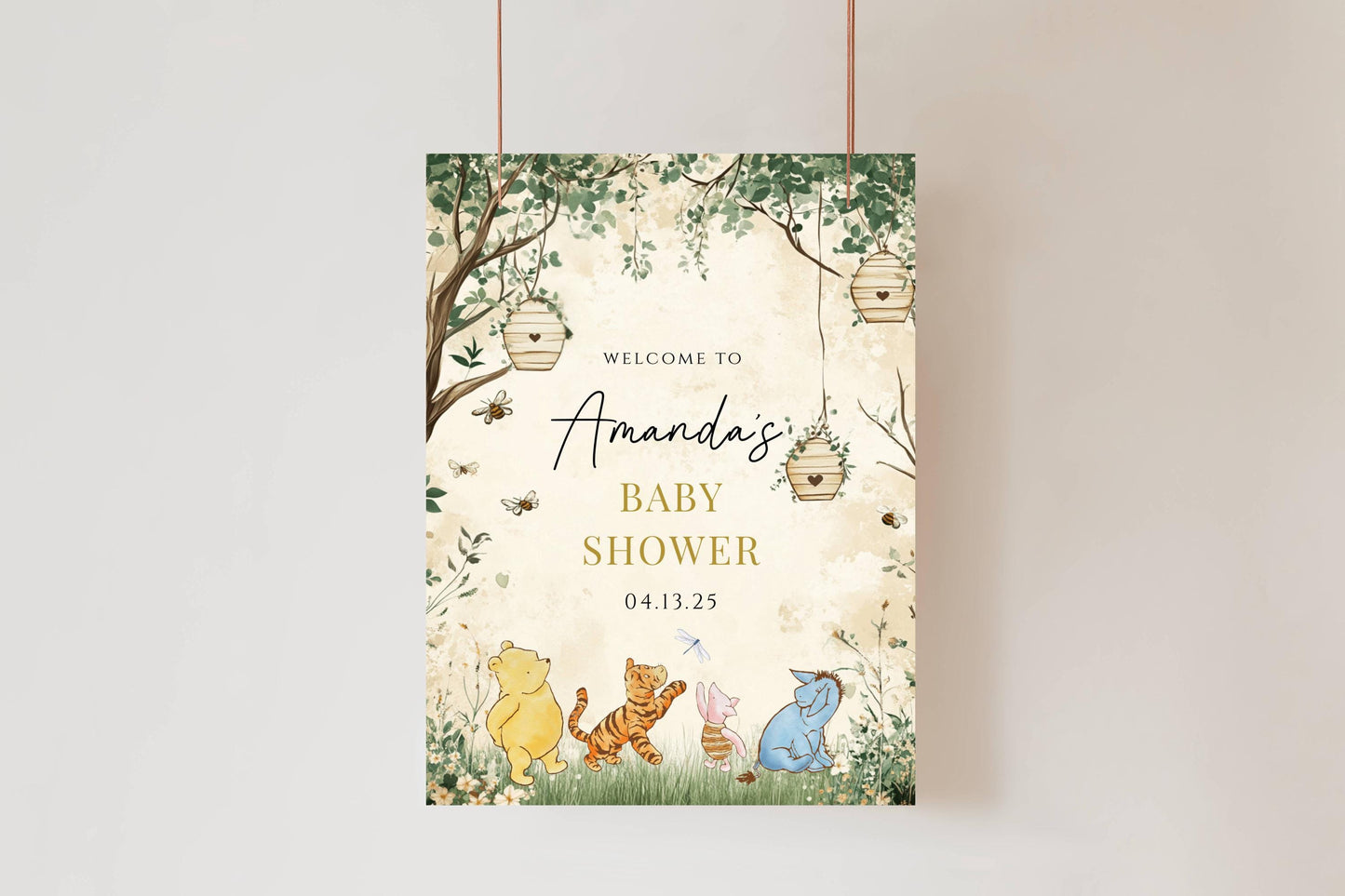Winnie The Pooh Baby Shower Welcome Sign, Pooh Baby Shower Welcome