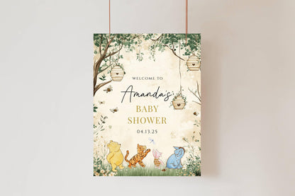 Winnie The Pooh Baby Shower Welcome Sign, Pooh Baby Shower Welcome