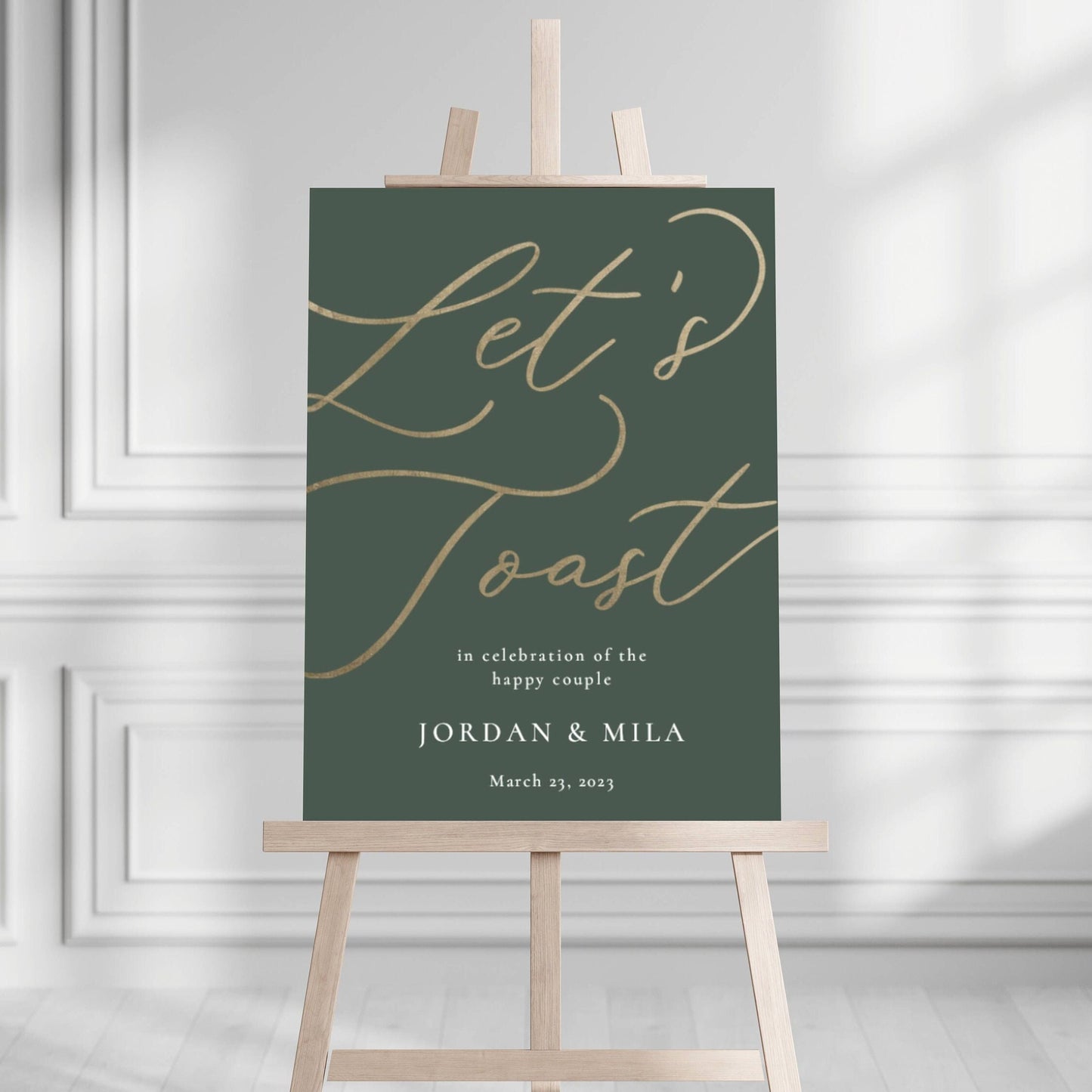Let's Toast Wedding Sign - Sage Green