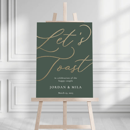 Let's Toast Wedding Sign - Sage Green