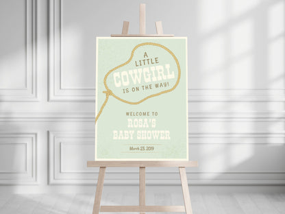 Cowgirl Baby Shower Welcome Sign, Western Baby Shower Welcome, Printed Baby Girl Western Cowboy Foam Board