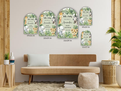 Printed Arch Jungle Theme Baby Shower Welcome Sign, Wildlife Baby Shower Welcome, Printed Gender Neutral Jungle Theme Foam Board Welcome