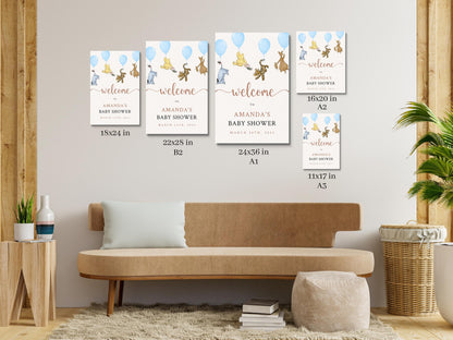 Printed Winnie The Pooh Baby Shower Welcome Sign, Pooh Baby Shower Welcome, Custom Printed Baby Boy Winnie The Pooh Foam Board Welcome Sign