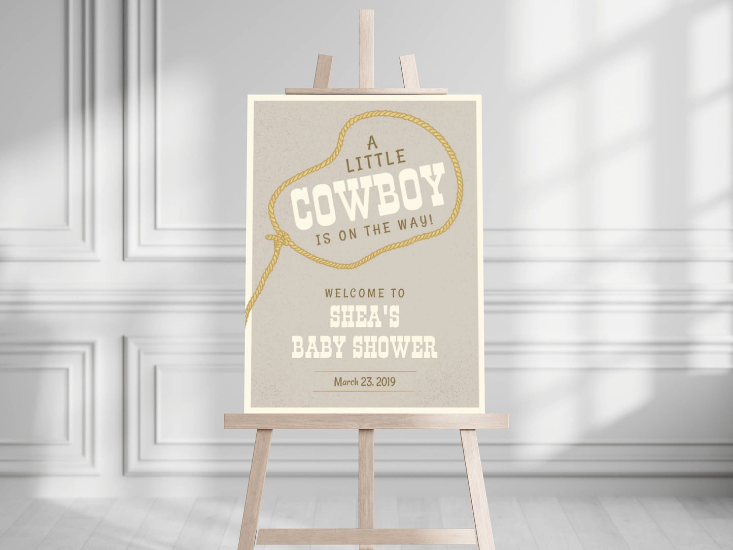 Printed Cowboy Baby Shower Welcome Sign, Western Baby Shower Welcome, Printed Baby Boy Western Cowboy Foam Board Welcome Sign, Baby Shower
