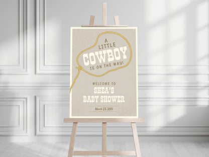 Printed Cowboy Baby Shower Welcome Sign, Western Baby Shower Welcome, Printed Baby Boy Western Cowboy Foam Board Welcome Sign, Baby Shower