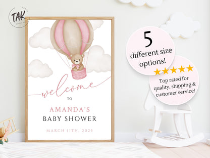 Baby Shower We Can Bearly Wait Baby Girl Foam Welcome Sign