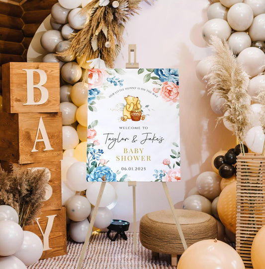 Winnie The Pooh Baby Shower Welcome Sign, Pooh Baby Shower Welcome, Printed Gender Neutral Winnie The Pooh Foam