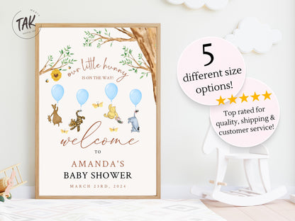 Winnie The Pooh Baby Boy Shower Welcome Sign, Pooh Baby Shower Welcome, Printed Baby Boy Winnie The Pooh Foam Board