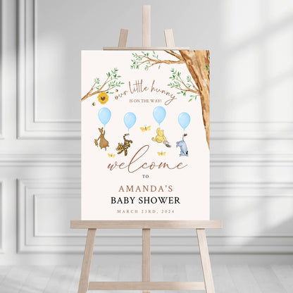 Winnie The Pooh Baby Boy Shower Welcome Sign, Pooh Baby Shower Welcome, Printed Baby Boy Winnie The Pooh Foam Board