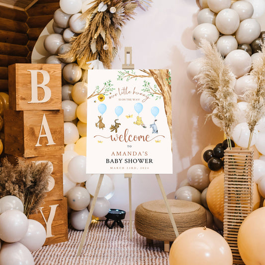 Winnie The Pooh Baby Shower Welcome Sign, Pooh Baby Shower Welcome