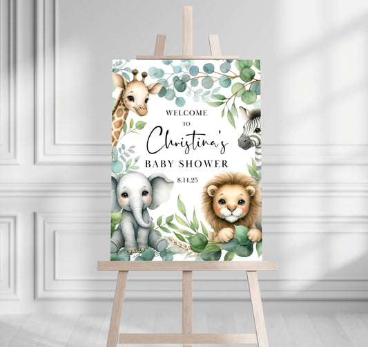 Printed Woodland Animals Baby Shower Welcome Sign, Baby Animals Shower Welcome, Printed Gender Neutral Custom Foam Board Party Welcome Sign