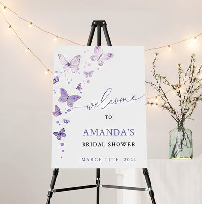 Printed Bridal Shower Butterfly Welcome Sign, Custom Bridal Shower Or Bridal Brunch Foam Welcome Sign, Printed Foam Board Party Welcome Sign