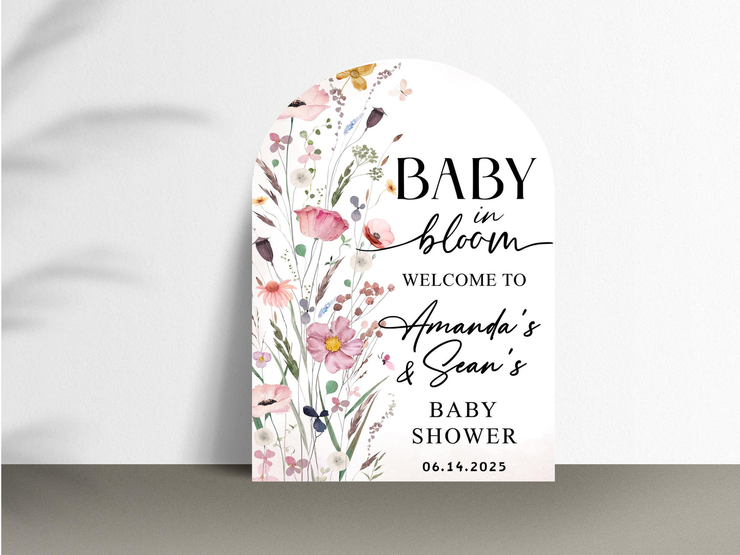 Printed Arch Baby in Bloom Baby Shower Welcome Sign, Floral Shower Welcome, Custom Printed Gender Neutral Custom Foam Board Party Welcome