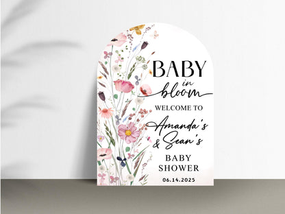 Printed Arch Baby in Bloom Baby Shower Welcome Sign, Floral Shower Welcome, Custom Printed Gender Neutral Custom Foam Board Party Welcome