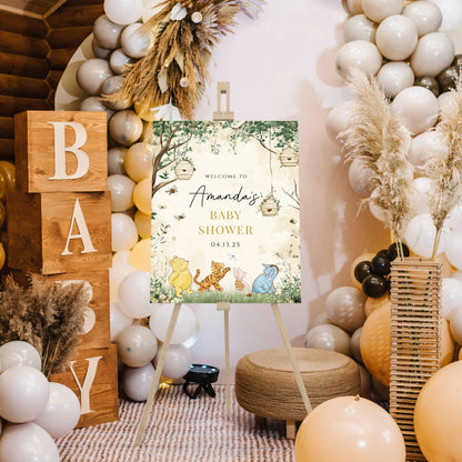 Winnie The Pooh Baby Shower Welcome Sign, Pooh Baby Shower Welcome
