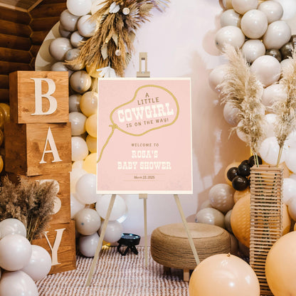 Cowgirl Baby Shower Welcome Sign, Western Baby Shower Welcome, Printed Baby Girl Western Cowboy Foam Board