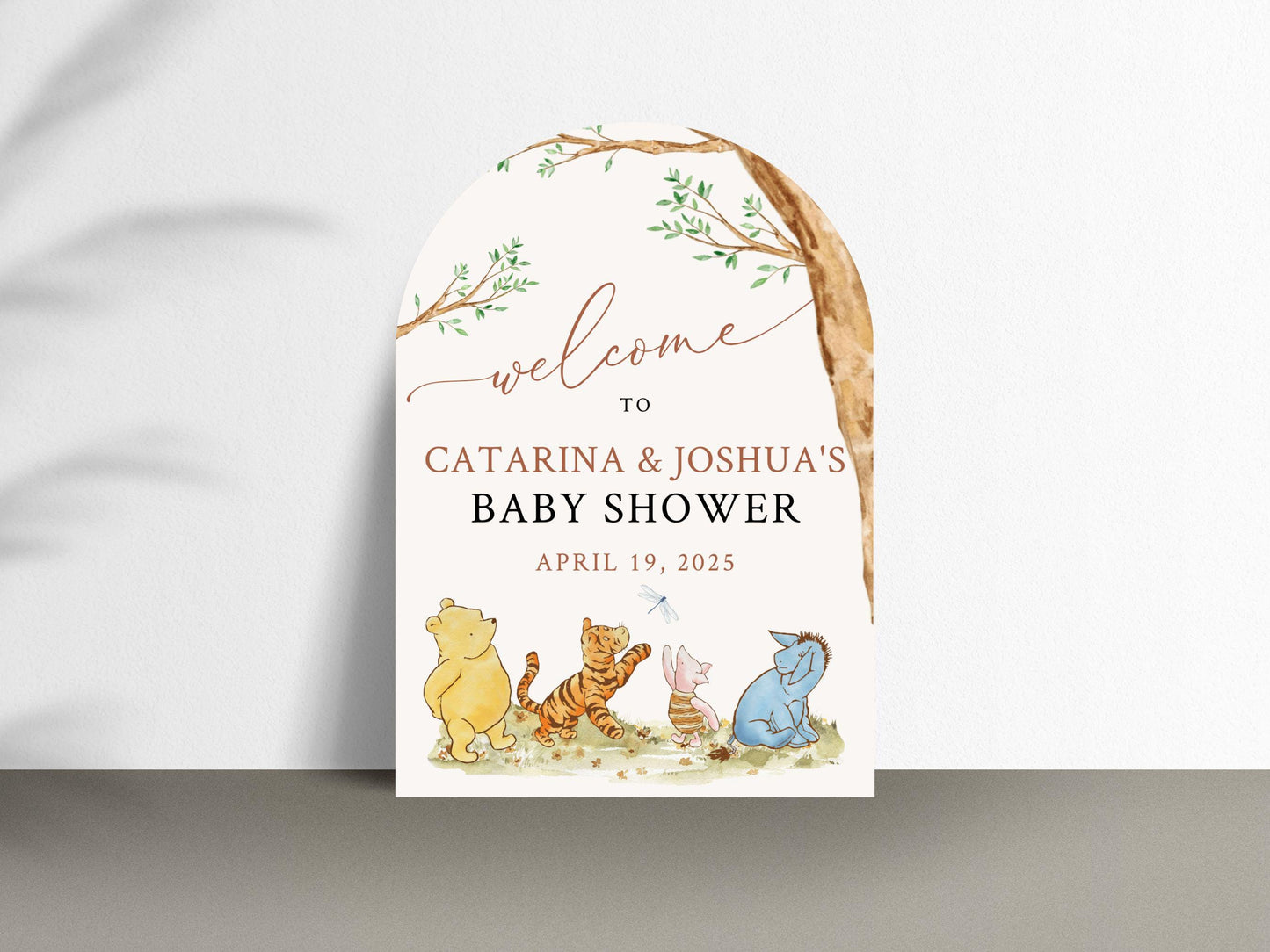 Printed Arch Winnie The Pooh Baby Shower Welcome Sign, Pooh Baby Shower Welcome, Printed Gender Neutral Winnie The Pooh Foam Board Welcome