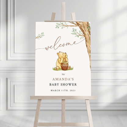 Winnie The Pooh Baby Shower Welcome Sign, Pooh Baby Shower Welcome, Printed Gender Neutral Winnie The Pooh Foam Board