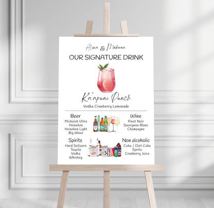 Bar Menu Minimalist Foam Board, Printed Bar Menu, Modern Drink Menu, Custom Bar Sign, Signature Drinks Party Sign