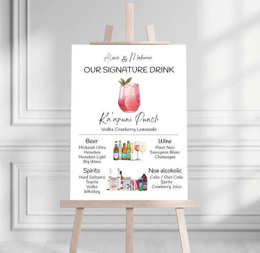 Bar Menu Minimalist Foam Board, Printed Bar Menu, Modern Drink Menu, Custom Bar Sign, Signature Drinks Party Sign