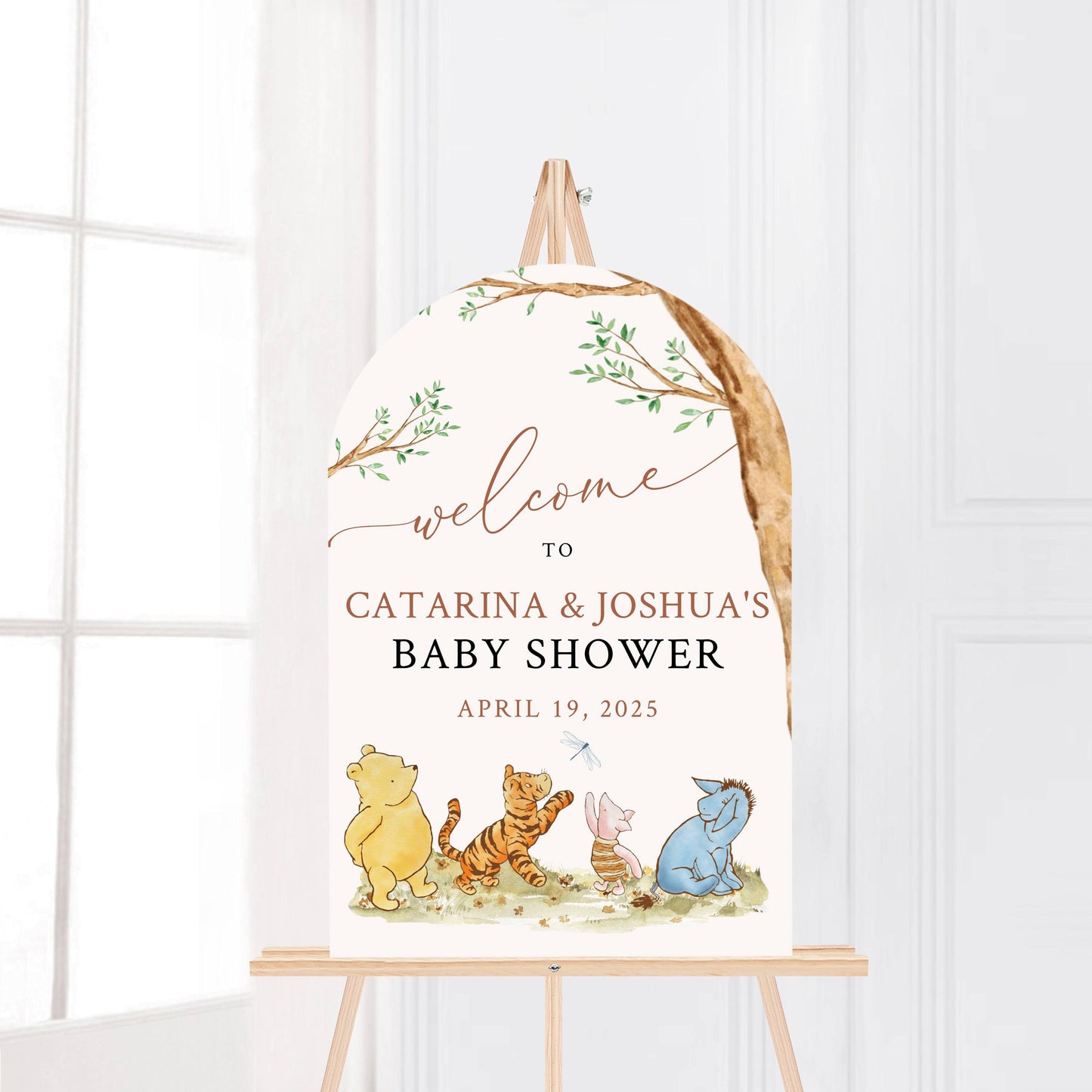 Printed Arch Winnie The Pooh Baby Shower Welcome Sign, Pooh Baby Shower Welcome, Printed Gender Neutral Winnie The Pooh Foam Board Welcome