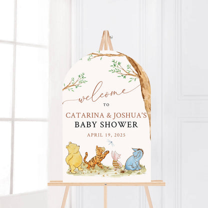 Printed Arch Winnie The Pooh Baby Shower Welcome Sign, Pooh Baby Shower Welcome, Printed Gender Neutral Winnie The Pooh Foam Board Welcome