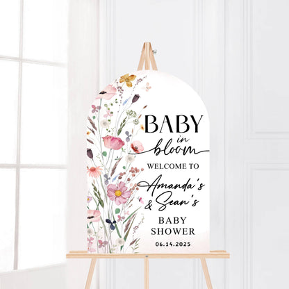 Printed Arch Baby in Bloom Baby Shower Welcome Sign, Floral Shower Welcome, Custom Printed Gender Neutral Custom Foam Board Party Welcome