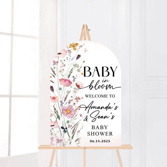 Printed Arch Baby in Bloom Baby Shower Welcome Sign, Floral Shower Welcome, Custom Printed Gender Neutral Custom Foam Board Party Welcome