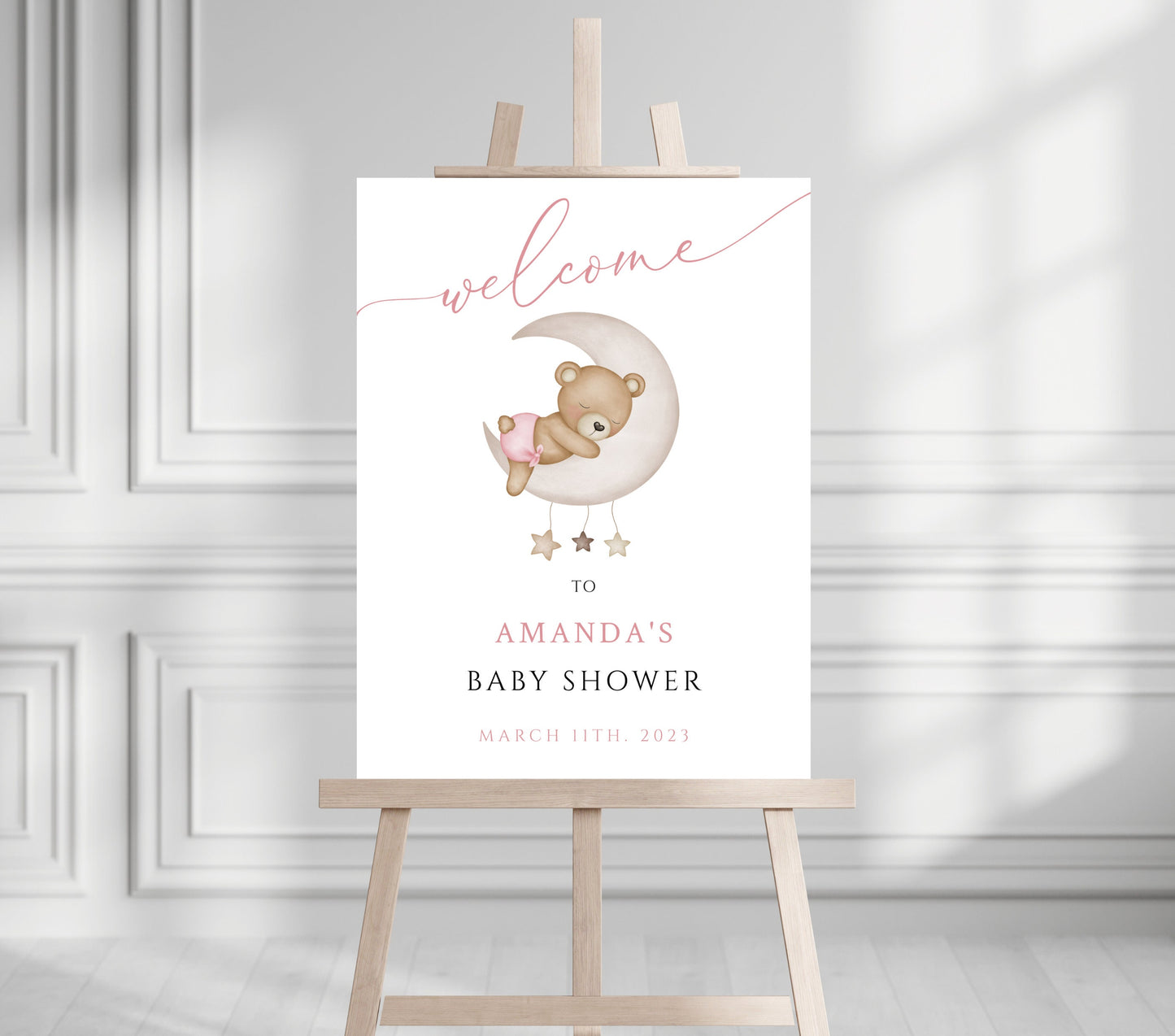 Baby Shower We Can Bearly Wait Baby Girl Custom Foam Welcome Sign