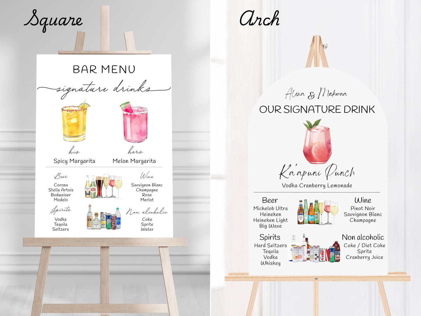 Printed Bar Menu Minimalist Foam Board, Printed Bar Menu, Modern Drink Menu, Custom Bar Sign, Signature Drinks Party Sign, Wedding Bar