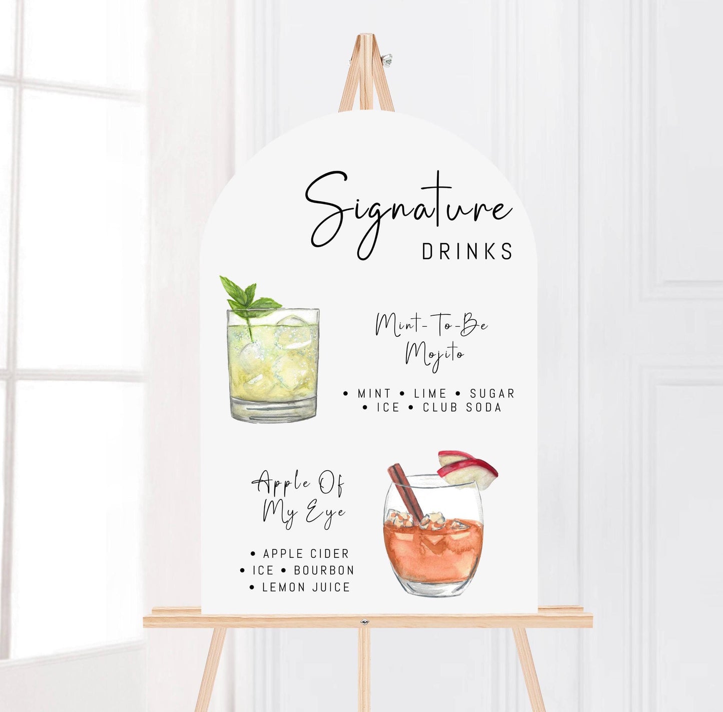 Bar Menu Minimalist Foam Board, Printed Bar Menu, Modern Drink Menu, Custom Bar Sign, Signature Drinks Party Sign