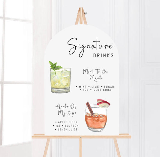 Bar Menu Minimalist Foam Board, Printed Bar Menu, Modern Drink Menu, Custom Bar Sign, Signature Drinks Party Sign