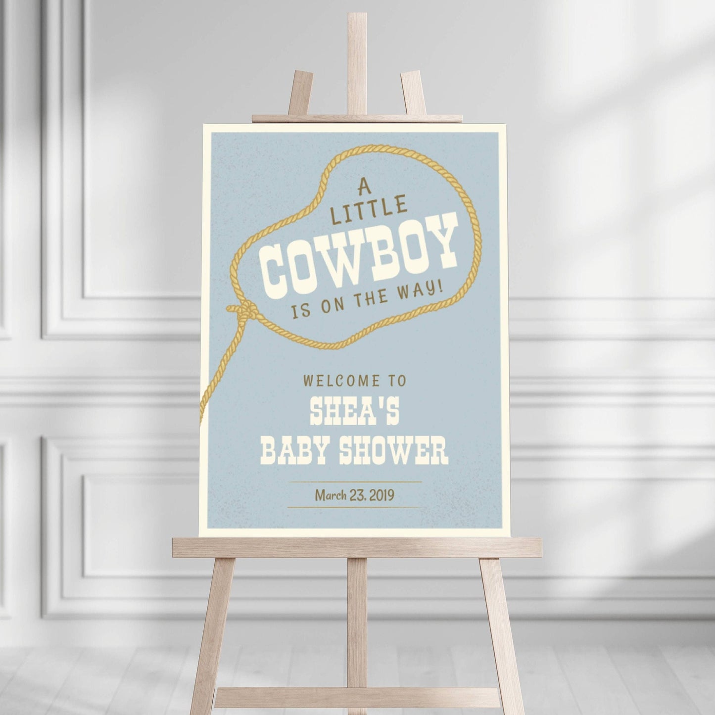 Printed Cowboy Baby Shower Welcome Sign, Western Baby Shower Welcome, Printed Baby Boy Western Cowboy Foam Board Welcome Sign, Baby Shower