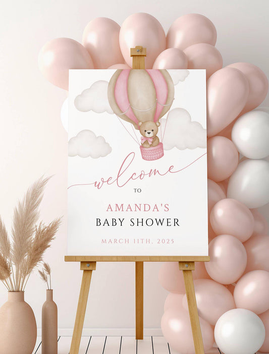 Baby Shower We Can Bearly Wait Baby Girl Foam Welcome Sign