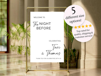 The Night Before Wedding Sign, Printed Foam Wedding Welcome Sign, Welcome Wedding Foam Board, Wedding Decor