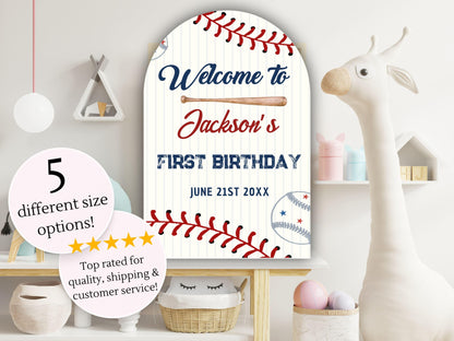 Printed Arch Baseball Rookie of the Year 1st Birthday Welcome Sign, Custom Foam Board Birthday Decor, Boy First Birthday Sports Custom Theme