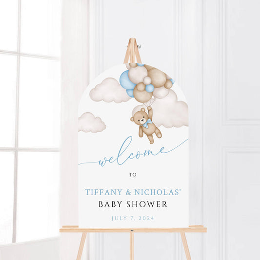 Printed Arch We Can Bearly Wait Baby Boy Foam Welcome Sign, Baby Hot Air Balloon Bear, Printed Foam Board, Printable Giant Bear Welcome Sign