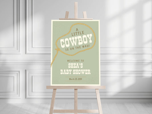 Printed Cowboy Baby Shower Welcome Sign, Western Baby Shower Welcome, Printed Baby Boy Western Cowboy Foam Board Welcome Sign, Baby Shower