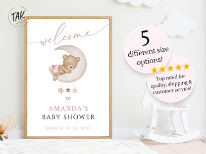 Baby Shower We Can Bearly Wait Baby Girl Custom Foam Welcome Sign