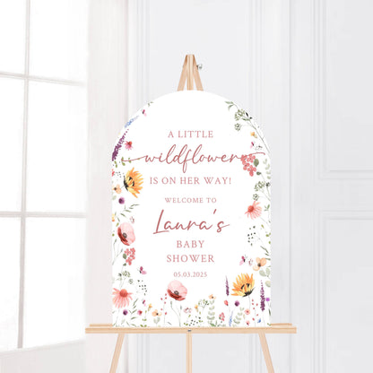Printed Arch Wildflower in Bloom Baby Shower Welcome Sign, Floral Shower Welcome, Custom Printed Baby Girl Custom Foam Board Party Sign