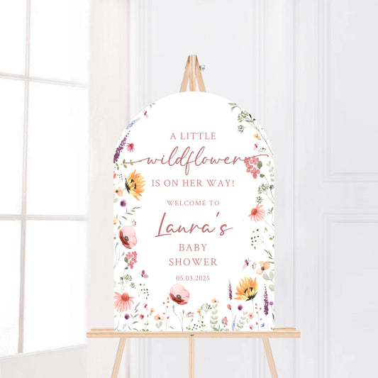 Printed Arch Wildflower in Bloom Baby Shower Welcome Sign, Floral Shower Welcome, Custom Printed Baby Girl Custom Foam Board Party Sign