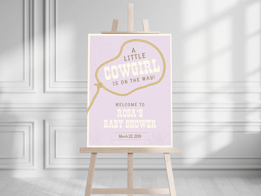 Cowgirl Baby Shower Welcome Sign, Western Baby Shower Welcome, Printed Baby Girl Western Cowboy Foam Board