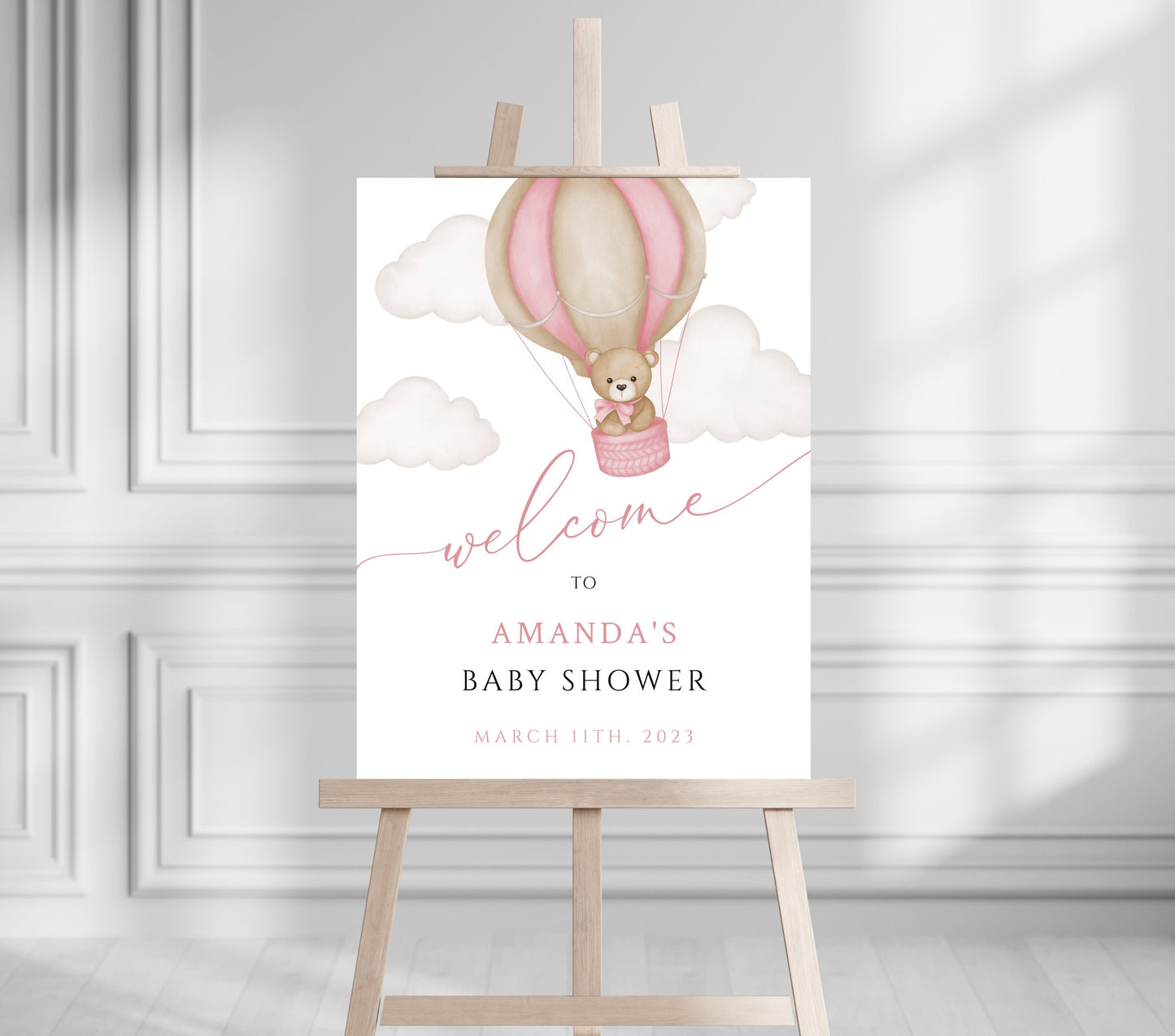 Baby Shower We Can Bearly Wait Baby Girl Foam Welcome Sign
