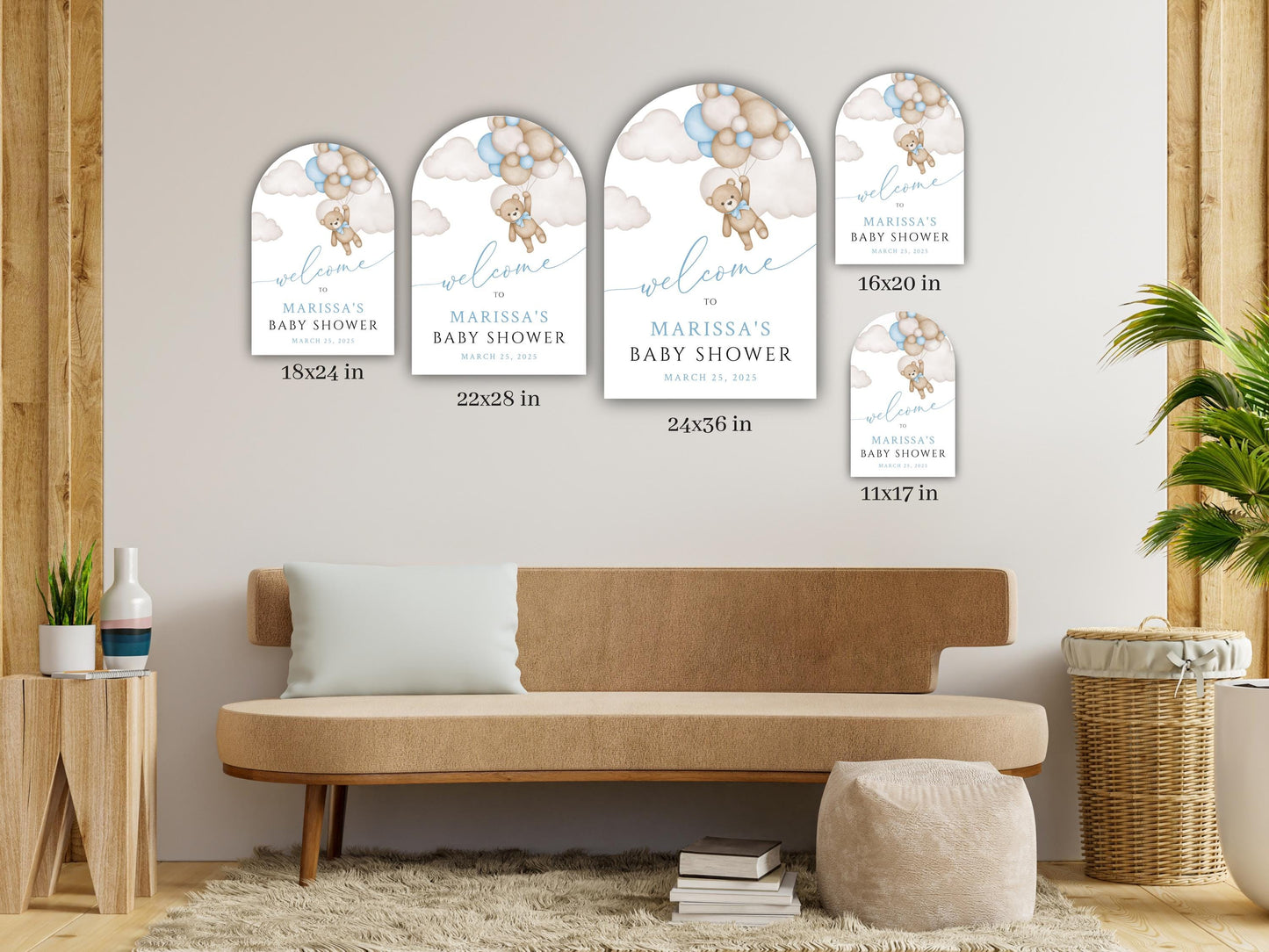 Printed Arch We Can Bearly Wait Baby Boy Foam Welcome Sign, Baby Hot Air Balloon Bear, Printed Foam Board, Printable Giant Bear Welcome Sign