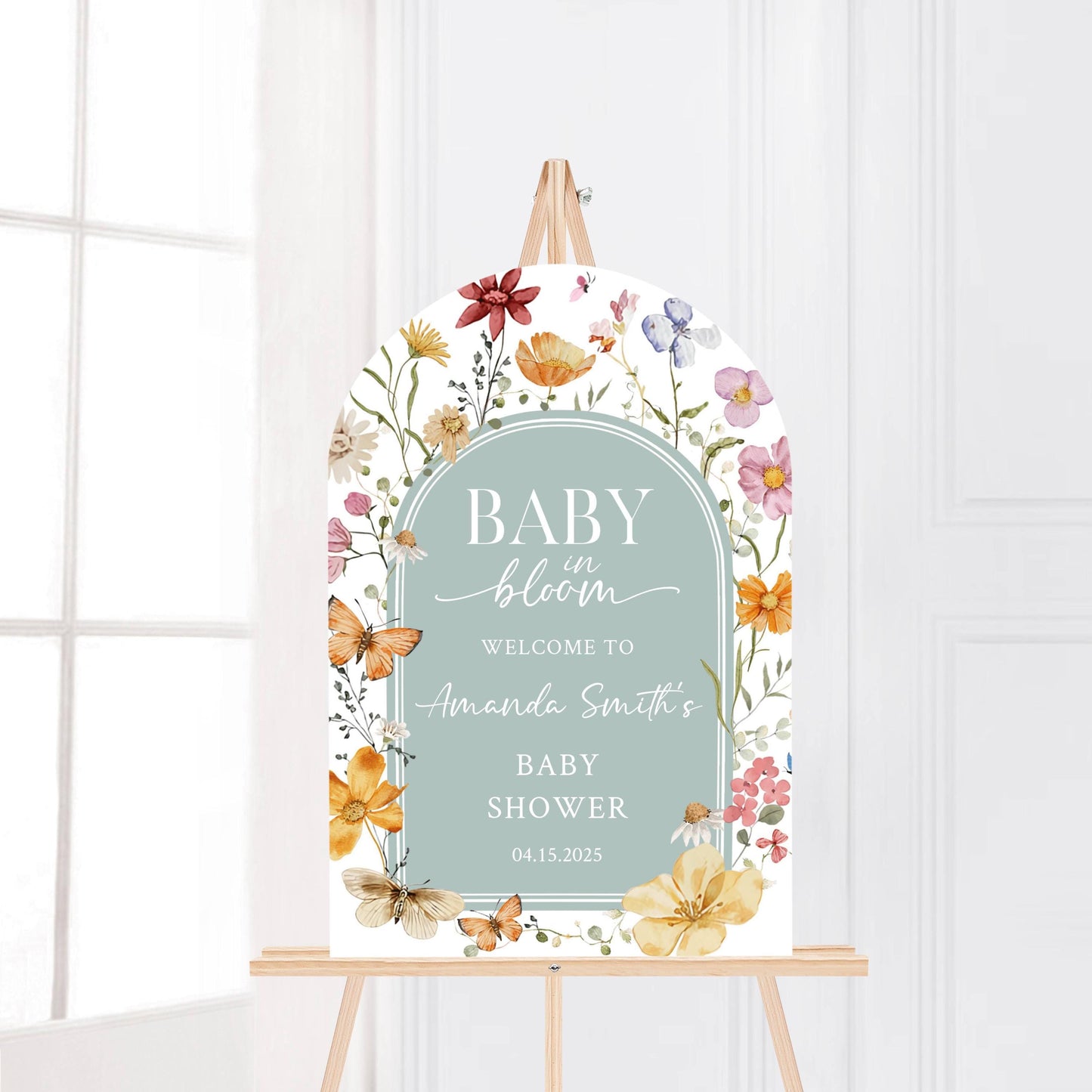 Arch Baby in Bloom Floral Baby Shower Welcome Sign