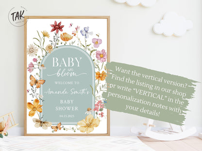 Arch Baby in Bloom Floral Baby Shower Welcome Sign
