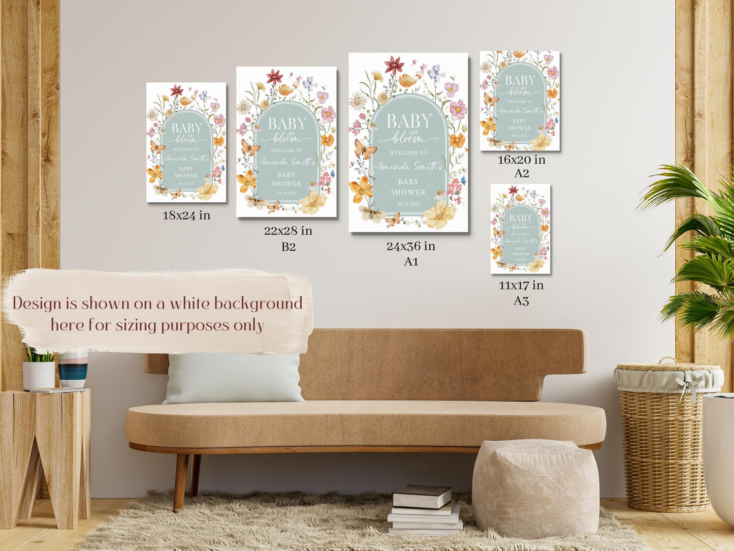 Baby in Bloom Acrylic Baby Shower Sign – Personalized Floral Welcome Sign for Spring Baby Shower