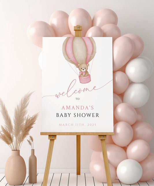 Baby Shower We Can Bearly Wait Baby Girl Foam Welcome Sign