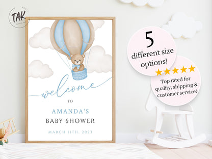 Baby Shower We Can Bearly Wait Boy Foam Welcome Sign, Baby Giant Bear